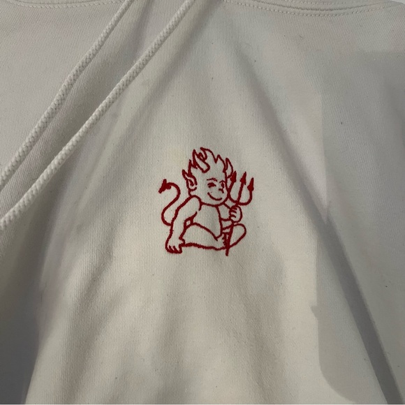 Brandy Melville Devil White Oversized Hoodie - Picture 3 of 7